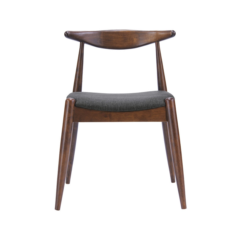 Pemberly Row Dining Side Chair Set of 2 w/ Open Curved Back in Brown & Gray Seat