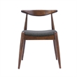 Pemberly Row Dining Side Chair Set of 2 w/ Open Curved Back in Brown & Gray Seat