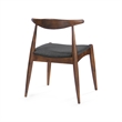 Pemberly Row Dining Side Chair Set of 2 w/ Open Curved Back in Brown & Gray Seat