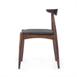 Pemberly Row Dining Side Chair Set of 2 w/ Open Curved Back in Brown & Gray Seat