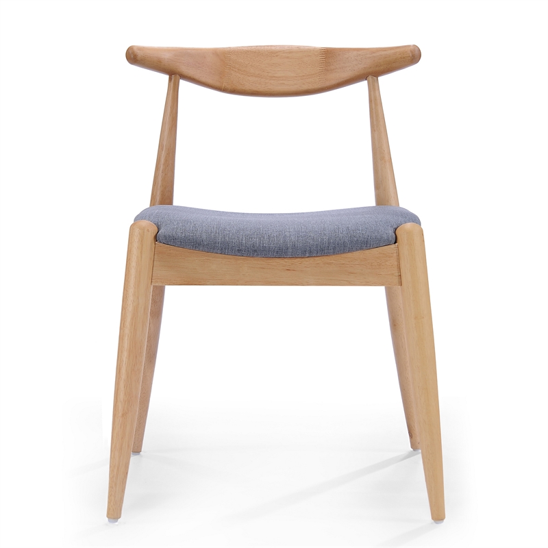 Pemberly Row Dining Side Chair 2Pc with Open Curved Back in Gray Upholstery