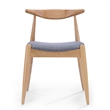 Pemberly Row Dining Side Chair 2Pc with Open Curved Back in Gray Upholstery
