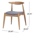 Pemberly Row Dining Side Chair 2Pc with Open Curved Back in Gray Upholstery