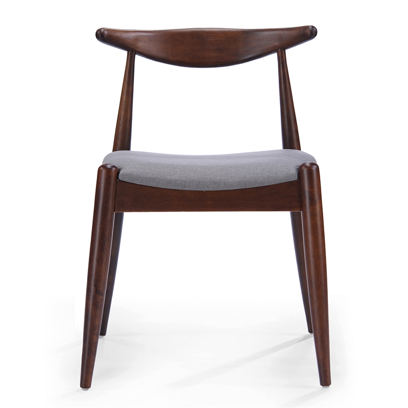 Pemberly Row Dining Side Chair Set of 2 w/ Open Curved Back in Brown Rubberwood