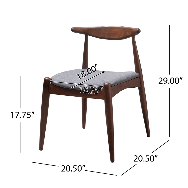 Pemberly Row Dining Side Chair Set of 2 w/ Open Curved Back in Brown Rubberwood