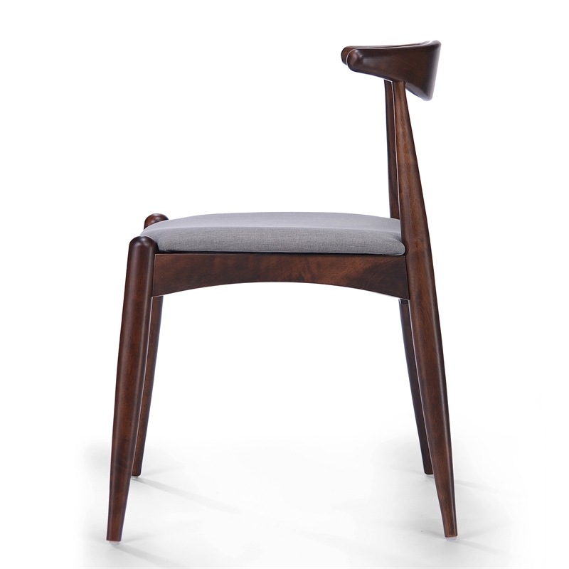 Pemberly Row Dining Side Chair Set of 2 w/ Open Curved Back in Brown Rubberwood