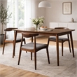 Pemberly Row Dining Side Chair Set of 2 w/ Open Curved Back in Brown Rubberwood