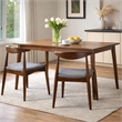 Pemberly Row Dining Side Chair Set of 2 w/ Open Curved Back in Brown Rubberwood