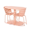 Pemberly Row 3 Pc Outdoor Bistro Set with 1 Oval Table and 2 Chairs in Pink Iron