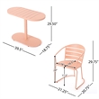 Pemberly Row 3 Pc Outdoor Bistro Set with 1 Oval Table and 2 Chairs in Pink Iron