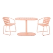 Pemberly Row 3 Pc Outdoor Bistro Set with 1 Oval Table and 2 Chairs in Pink Iron