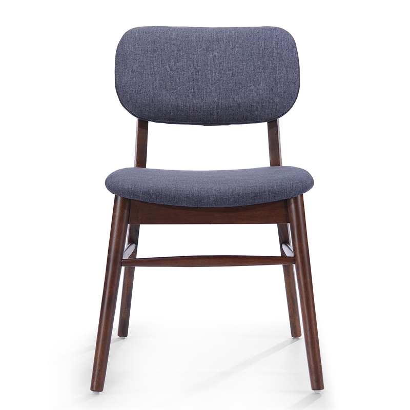 Pemberly Row Side Chair Set of 2 w/ Padded Back & Seat in Dark Gray & Rich Brown