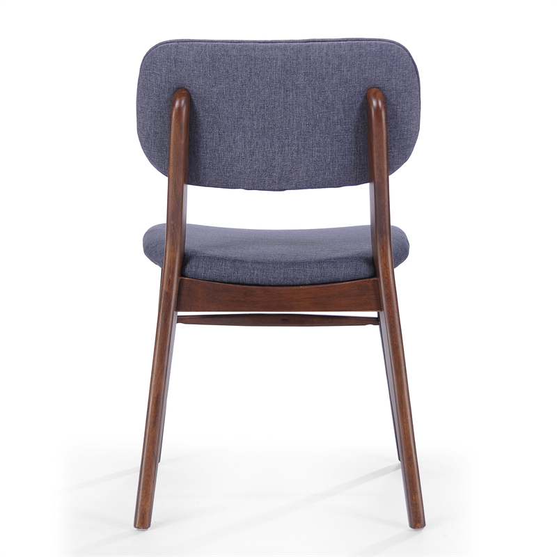 Pemberly Row Side Chair Set of 2 w/ Padded Back & Seat in Dark Gray & Rich Brown