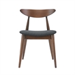 Pemberly Row Dining Side Chair Set of 2 w/ Open Curved Back in Dark Gray & Brown
