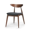Pemberly Row Dining Side Chair Set of 2 w/ Open Curved Back in Dark Gray & Brown