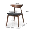 Pemberly Row Dining Side Chair Set of 2 w/ Open Curved Back in Dark Gray & Brown