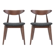 Pemberly Row Dining Side Chair Set of 2 w/ Open Curved Back in Dark Gray & Brown