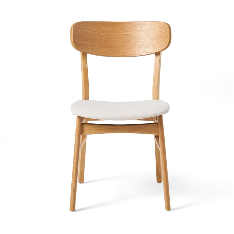 Pemberly Row Dining Side Chair 2Pc with Open Curved Back in Light Beige & Brown