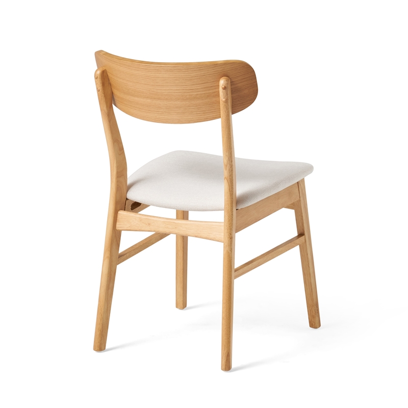 Pemberly Row Dining Side Chair 2Pc with Open Curved Back in Light Beige & Brown