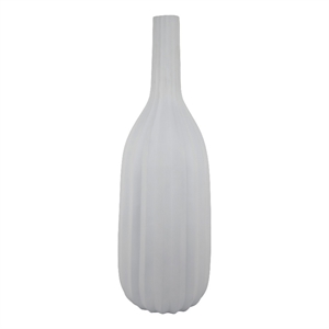 Pemberly Row 45&quot Decorative Vase with Ribbed Texture in White Polyresin