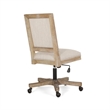 Pemberly Row Swivel Rolling Office Chair in Beige Fabric with Brown Wood Frame