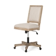 Pemberly Row Swivel Rolling Office Chair in Beige Fabric with Brown Wood Frame