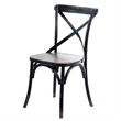 Pemberly Row Dining Side Chair 2Pc with X Shaped Backrest in Black Pine