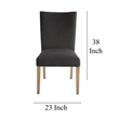 Pemberly Row Dining Side Chair Set of 2 in Black Fabric w/ Gray Oak Tapered Legs