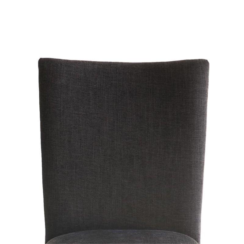 Pemberly Row Dining Side Chair Set of 2 in Black Fabric w/ Gray Oak Tapered Legs