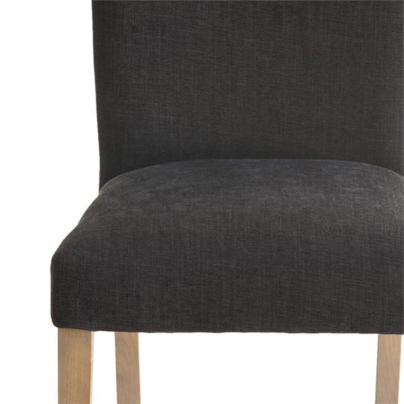 Pemberly Row Dining Side Chair Set of 2 in Black Fabric w/ Gray Oak Tapered Legs