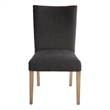 Pemberly Row Dining Side Chair Set of 2 in Black Fabric w/ Gray Oak Tapered Legs