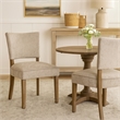 Pemberly Row Dining Side Chair 2Pc in Taupe Fabric with Graywash Oak Wood Frame