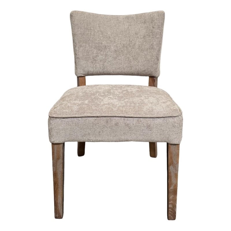 Pemberly Row Dining Side Chair 2Pc in Taupe Fabric with Graywash Oak Wood Frame