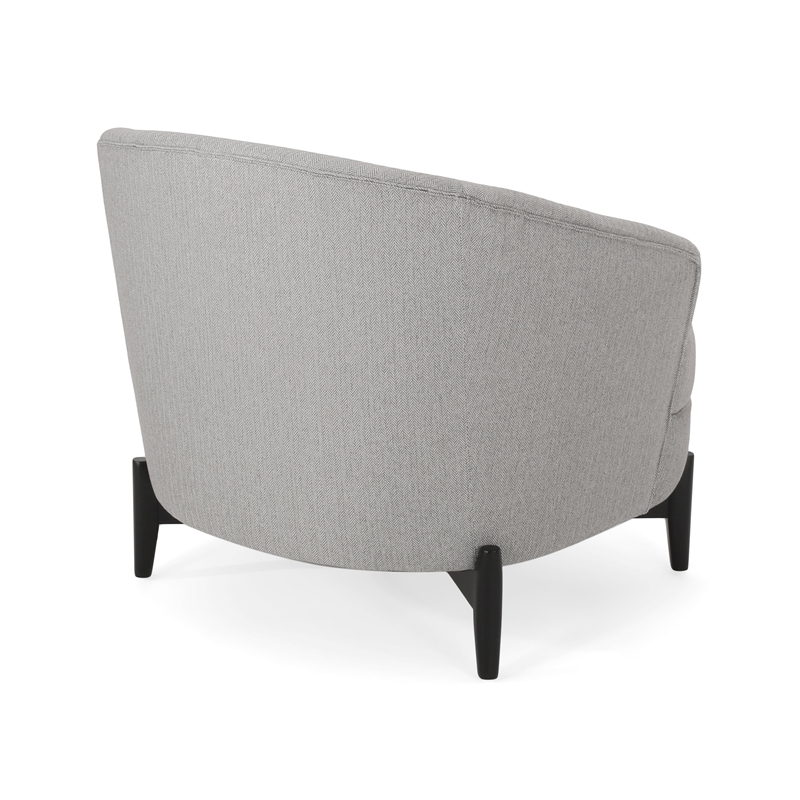 Pemberly Row Barrel Style Club Chair in Gray Boucle Fabric with Wood Cross Base