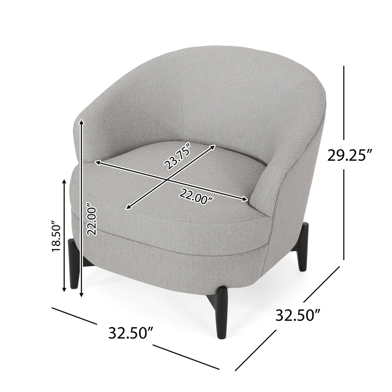 Pemberly Row Barrel Style Club Chair in Gray Boucle Fabric with Wood Cross Base