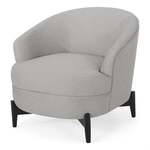 Pemberly Row Barrel Style Club Chair in Gray Boucle Fabric with Wood Cross Base