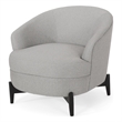 Pemberly Row Barrel Style Club Chair in Gray Boucle Fabric with Wood Cross Base