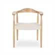 Pemberly Row Armchair with White Rope Woven Seat in Natural Brown Ash Wood Frame
