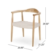 Pemberly Row Armchair with White Rope Woven Seat in Natural Brown Ash Wood Frame