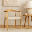 Pemberly Row Armchair with White Rope Woven Seat in Natural Brown Ash Wood Frame