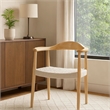 Pemberly Row Armchair with White Rope Woven Seat in Natural Brown Ash Wood Frame