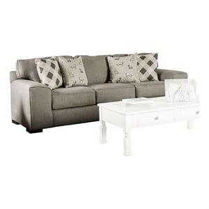 Pemberly Row 101&quot Sofa with 4 Accent Throw Pillows in Gray Fabric and Track Arms