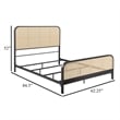 Pemberly Row Queen Bed with Open Cane Webbing Headboard in Rattan & Metal