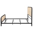 Pemberly Row Queen Bed with Open Cane Webbing Headboard in Rattan & Metal