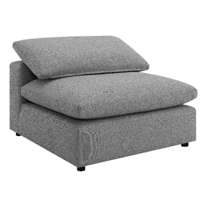 Pemberly Row Modular Armless Chair in Gray Boucle Fabric w/ Plush Foam Cushions