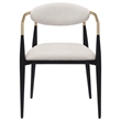 Pemberly Row Dining Armchair 2Pc in Beige Fabric with Black Metal & Gold Accents