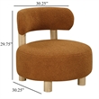 Pemberly Row Barrel Back Chair in Orange Boucle Fabric with Brown Oak Wood Frame