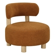 Pemberly Row Barrel Back Chair in Orange Boucle Fabric with Brown Oak Wood Frame