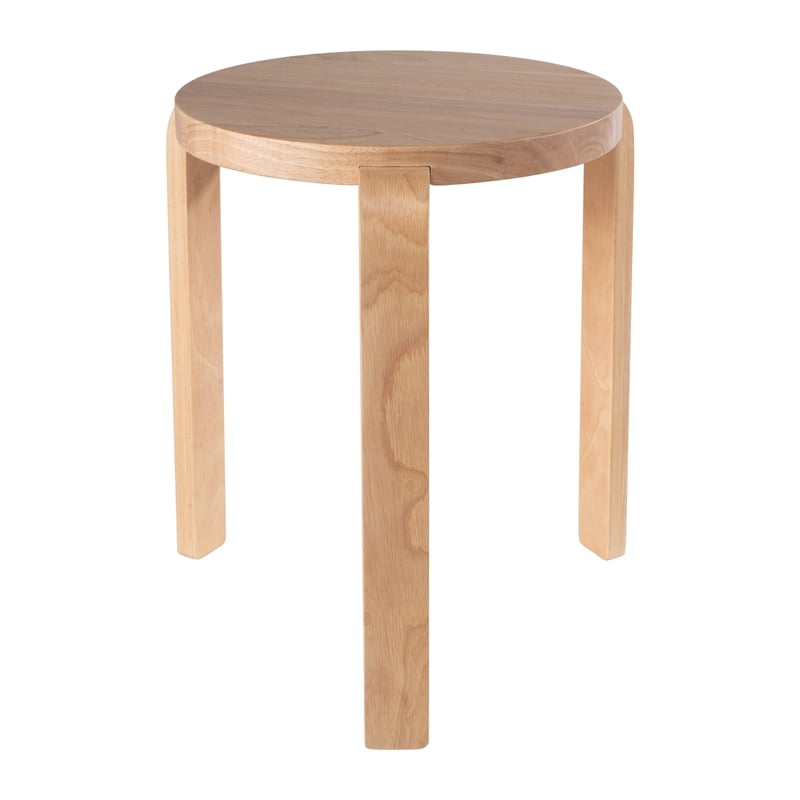 Pemberly Row Stacking Stool Ottoman Set of 2 in Blonde Oak Brown Rubberwood
