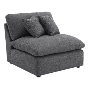 Pemberly Row 38&quot Modular Armless Chair with 2 Pillows in Charcoal Gray Fabric